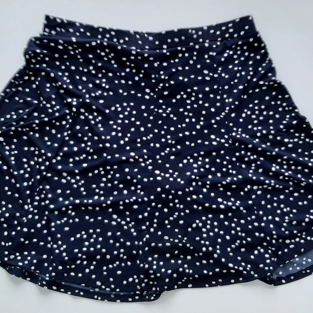 Susan GRAVER Navy Blue Polka Dot Skirt